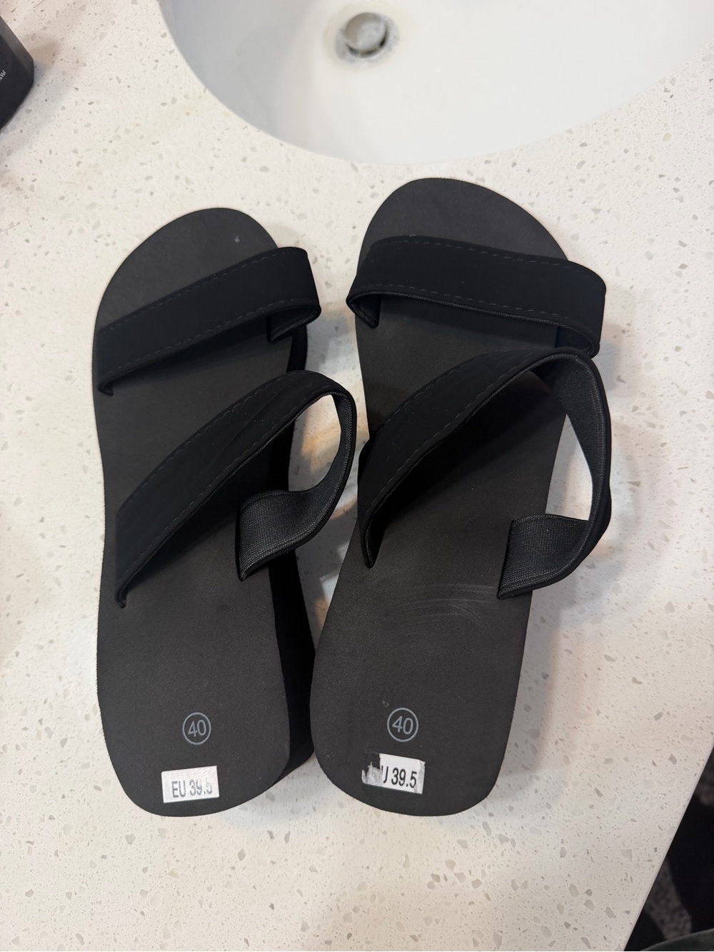 Black Slide Sandals with Dual Straps